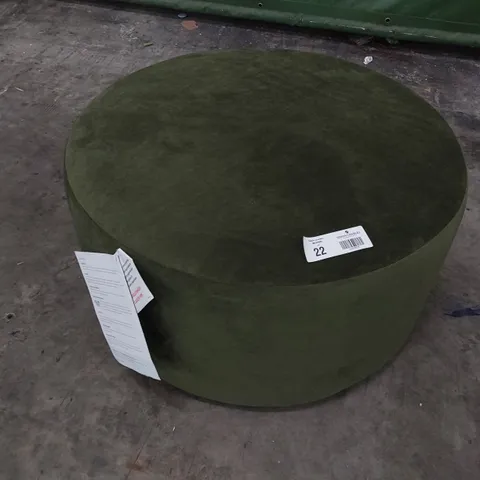 QUALITY BRITISH MADE LOUNGE Co LARGE CIRCULAR FOOTSTOOL PLUSH GREEN FABRIC