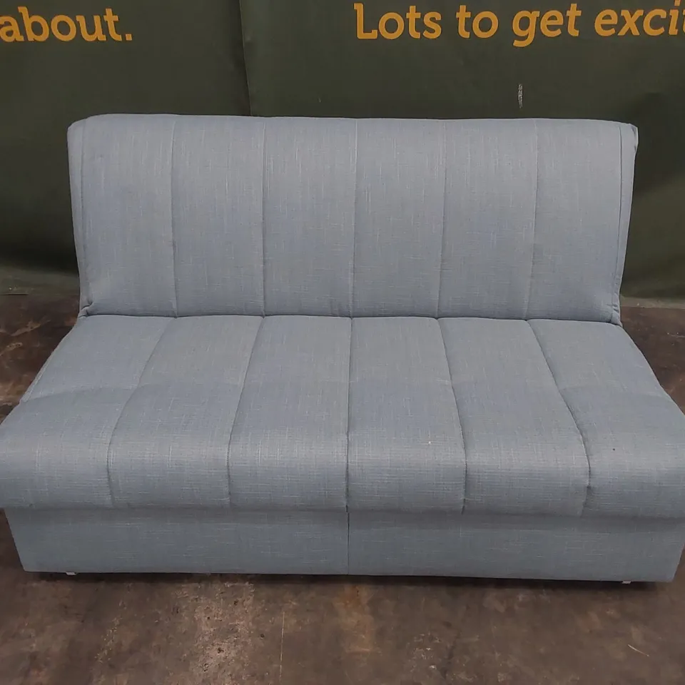 QUALITY DESIGNER THE APPLEY 3 SEATER SOFA BED - BLUE FABRIC