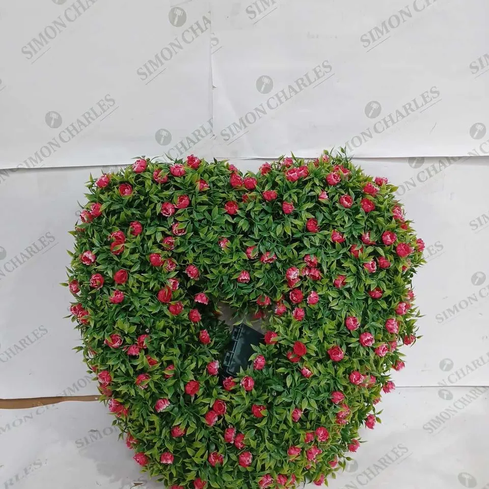 GARDEN REFLECTION PRE LIT SET OF 2 HEART WREATHS WITH HANGING CHAIN