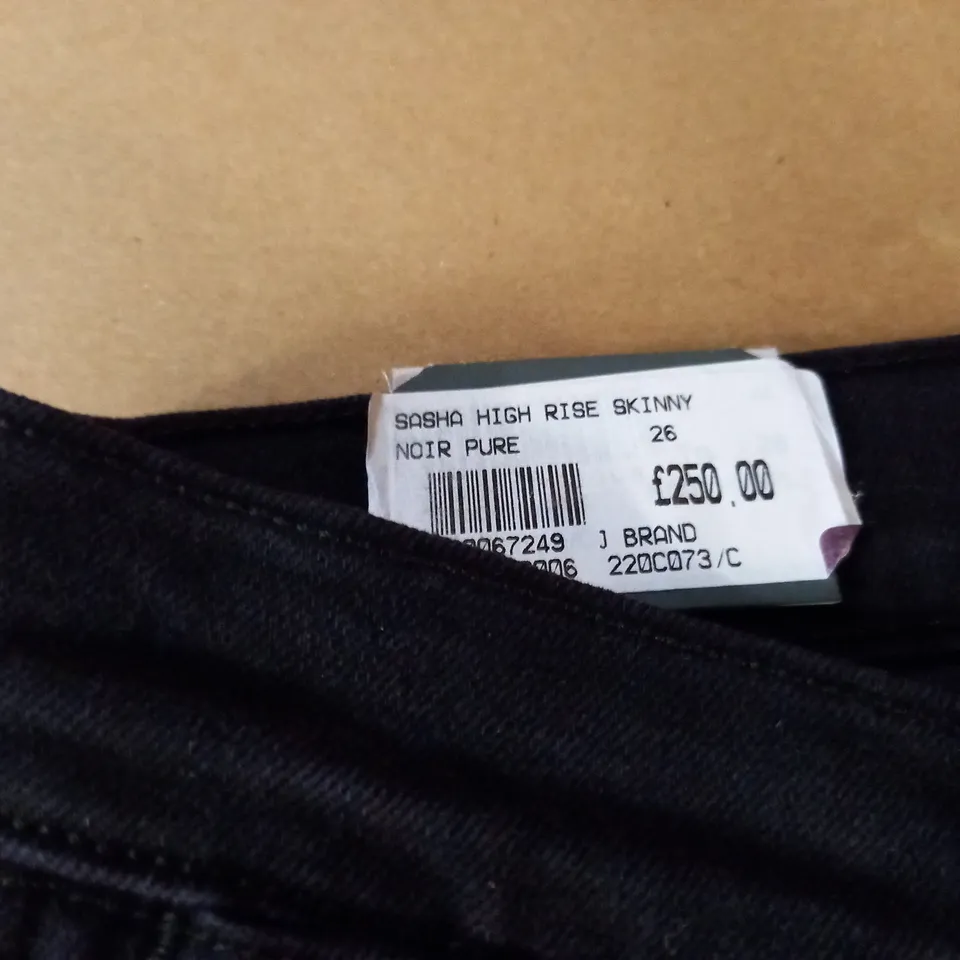 BRAND NEW J BRAND SASHA HIGH RISE SKINNY LEG JEANS IN BLACK - 26