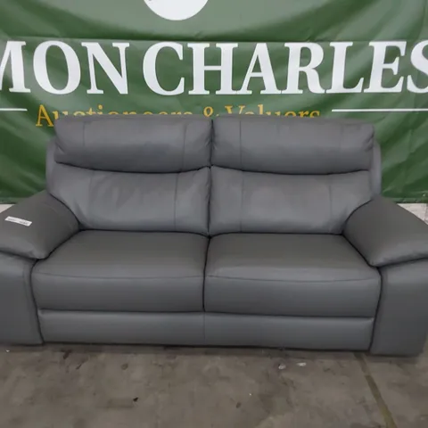 QUALITY ITALIAN DESIGNER THREE SEATER SOFA ANTHRACITE GREY LEATHER