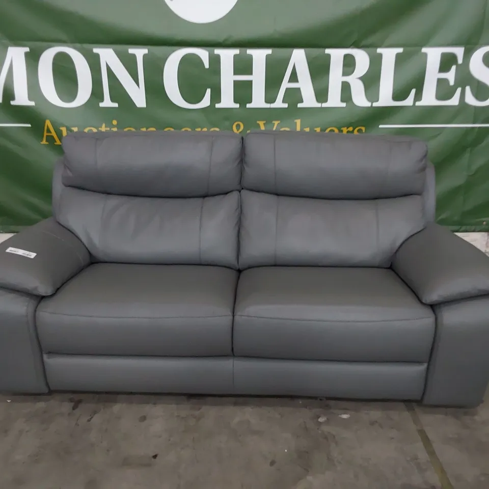 QUALITY ITALIAN DESIGNER THREE SEATER SOFA ANTHRACITE GREY LEATHER 