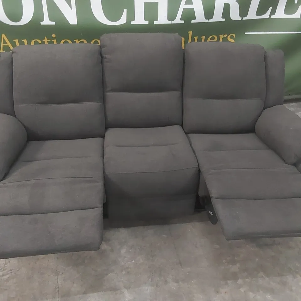 QUALITY DESIGNER ALBION CHENILLE 3 SEATER HIGH BACK MANUAL RECLINER SOFA