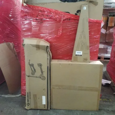 PALLET OF ASSORTED HOUSEHOLD GOODS AND PRODUCTS TO INCLUDE;OUTDOOR FIRE BOWL,HEDGE SHEARS,KICK SCOOTER