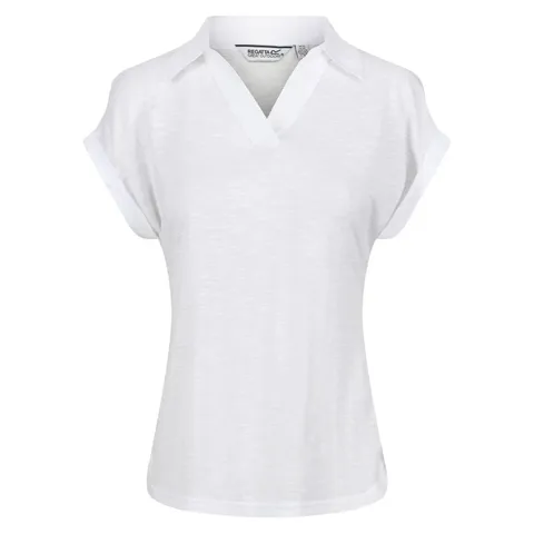 REGATTA WOMENS LUPINE COLLARD SHORT SLEEVE SHIRT WHITE SIZE 8