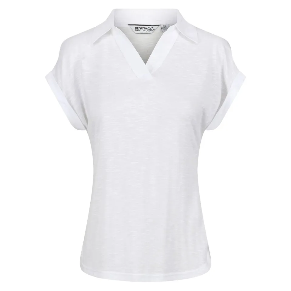 REGATTA WOMENS LUPINE COLLARD SHORT SLEEVE SHIRT WHITE SIZE 8