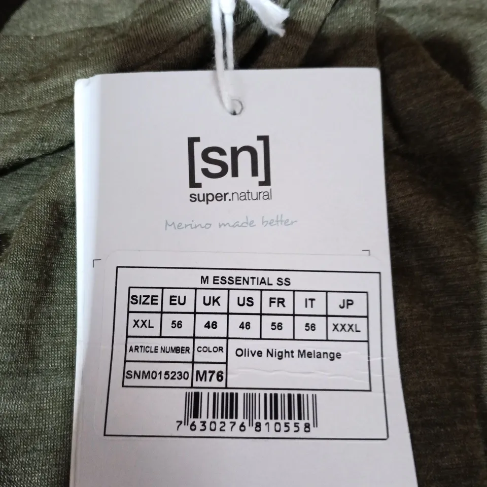 [SN] SUPER.NATURAL MERINO MADE BETTER MEN'S T-SHIRT – OLIVE NIGHT MELANGE, XXL