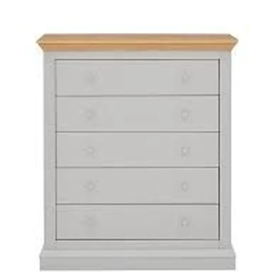 BOXED HANNA GREY/OAK EFFECT 5-DRAWER CHEST (1 BOX)