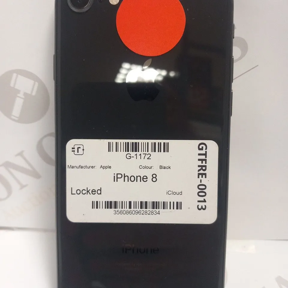 APPLE IPHONE 8 IN BLACK - LOCKED TO ICLOUD