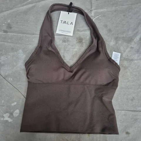T/ALA SCULPT SEAMLESS HALTER TANK IN ESPRESSO BROWN - SMALL