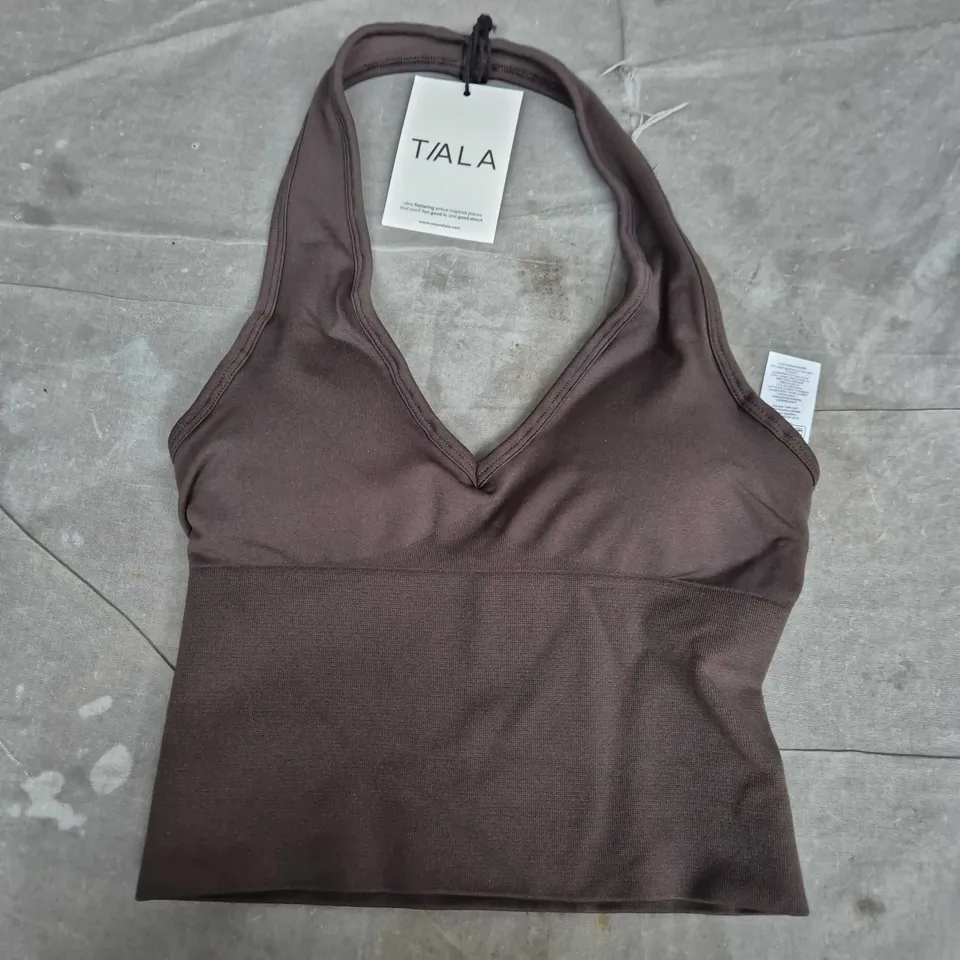 T/ALA SCULPT SEAMLESS HALTER TANK IN ESPRESSO BROWN - SMALL