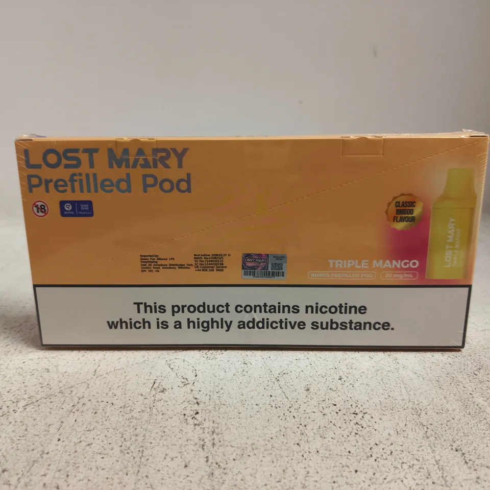 LOST MARY BM600 PREFILLED POD – TRIPLE MANGO (10 BOXES/PACK)