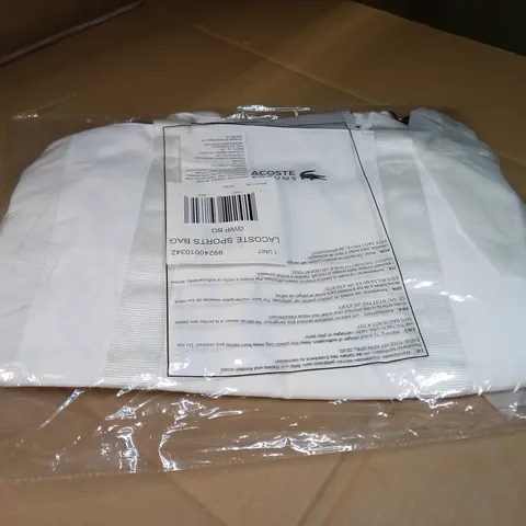 PACKAGED LACOSTE WHITE/LOGO WEEKEND BAG