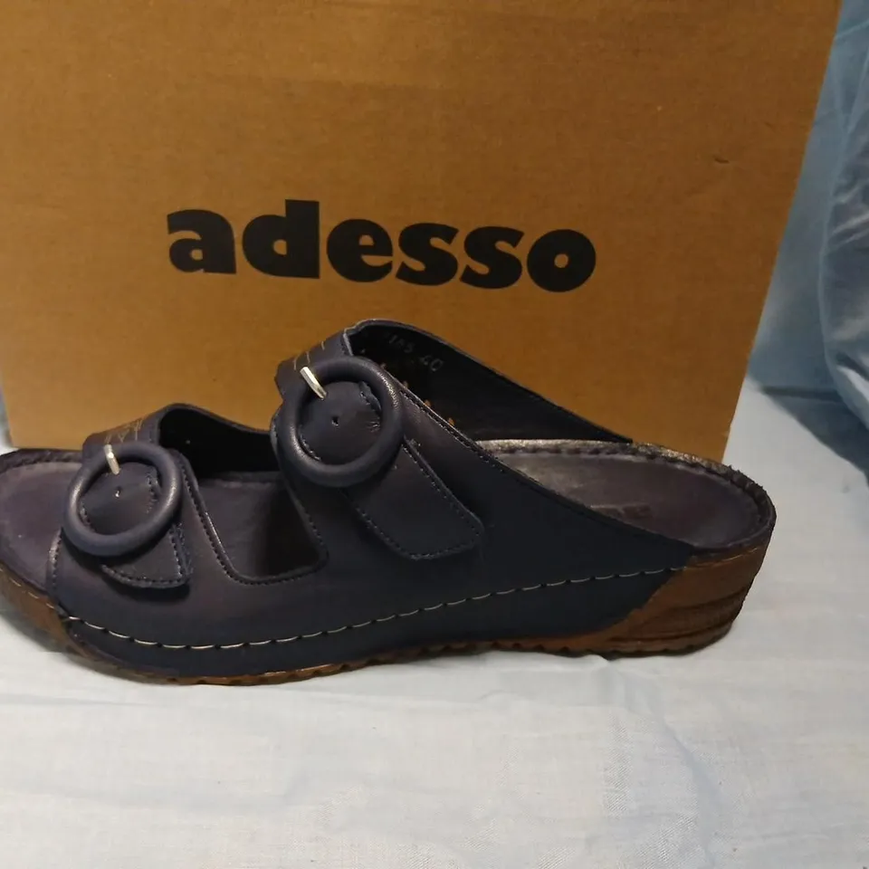 ADESSO NAVY LEATHER WEDGE SANDALS – WOMEN'S UK SIZE 40