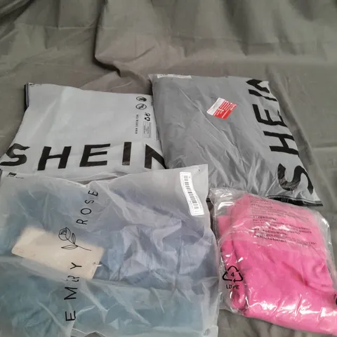 BOX OF APPROXIMATELY 25 ASSORTED CLOTHING ITEMS TO INCLUDE - JUMPER , DRESS , TROUSERS , ETC