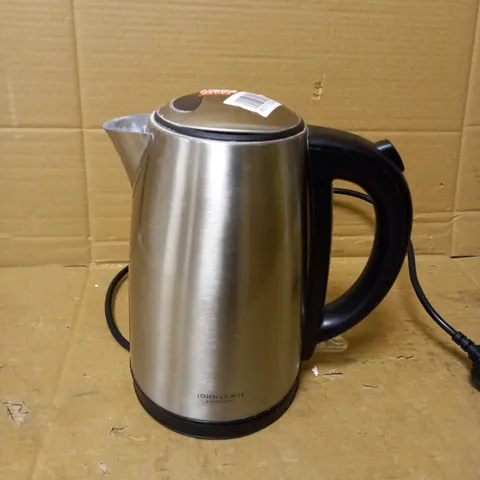 JOHN LEWIS STAINLESS STEEL KETTLE AND BASE UNBOXED 