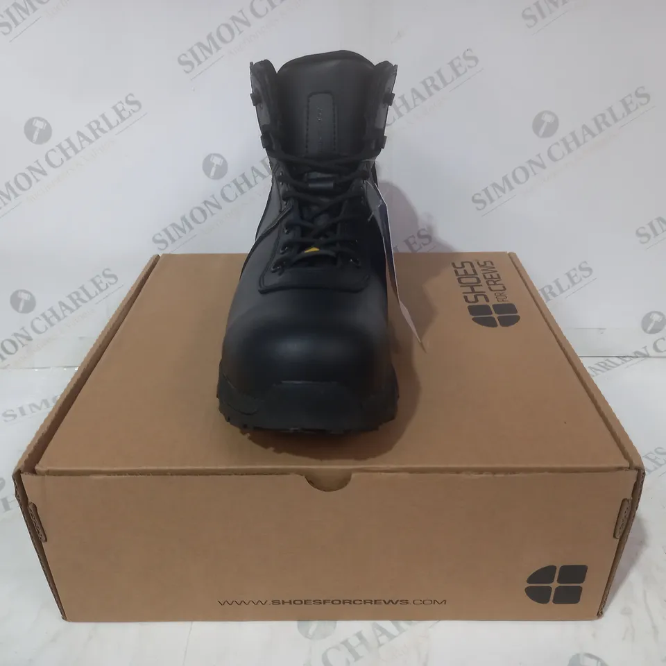 BOXED PAIR OF SHOES FOR CREWS ANKLE BOOTS IN BLACK UK SIZE 10