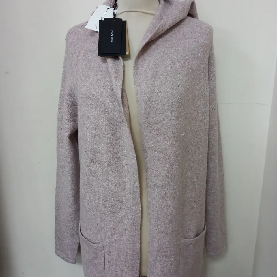 VERO MODA DOFFY HOODED CARDIGAN IN PALE PINK SIZE M