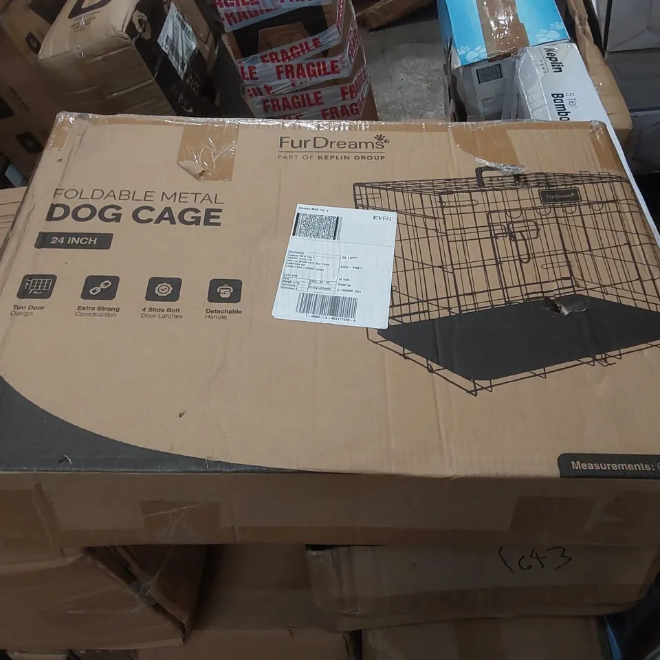 BOXED FURDREAMS 24" FOLDING METAL DOG CAGE