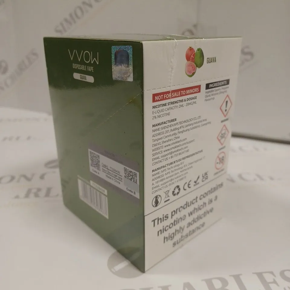 SEALED SMOK VVOW 10-PACK OF DISPOSABLE VAPES - GUAVA 