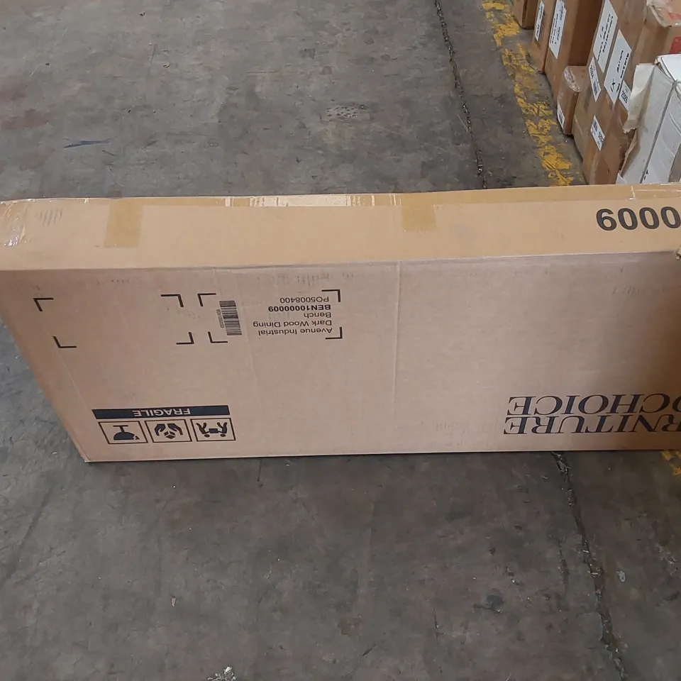 BOXED AVENUE INDUSTRIAL DARK WOOD DINING BENCH (1 BOX)