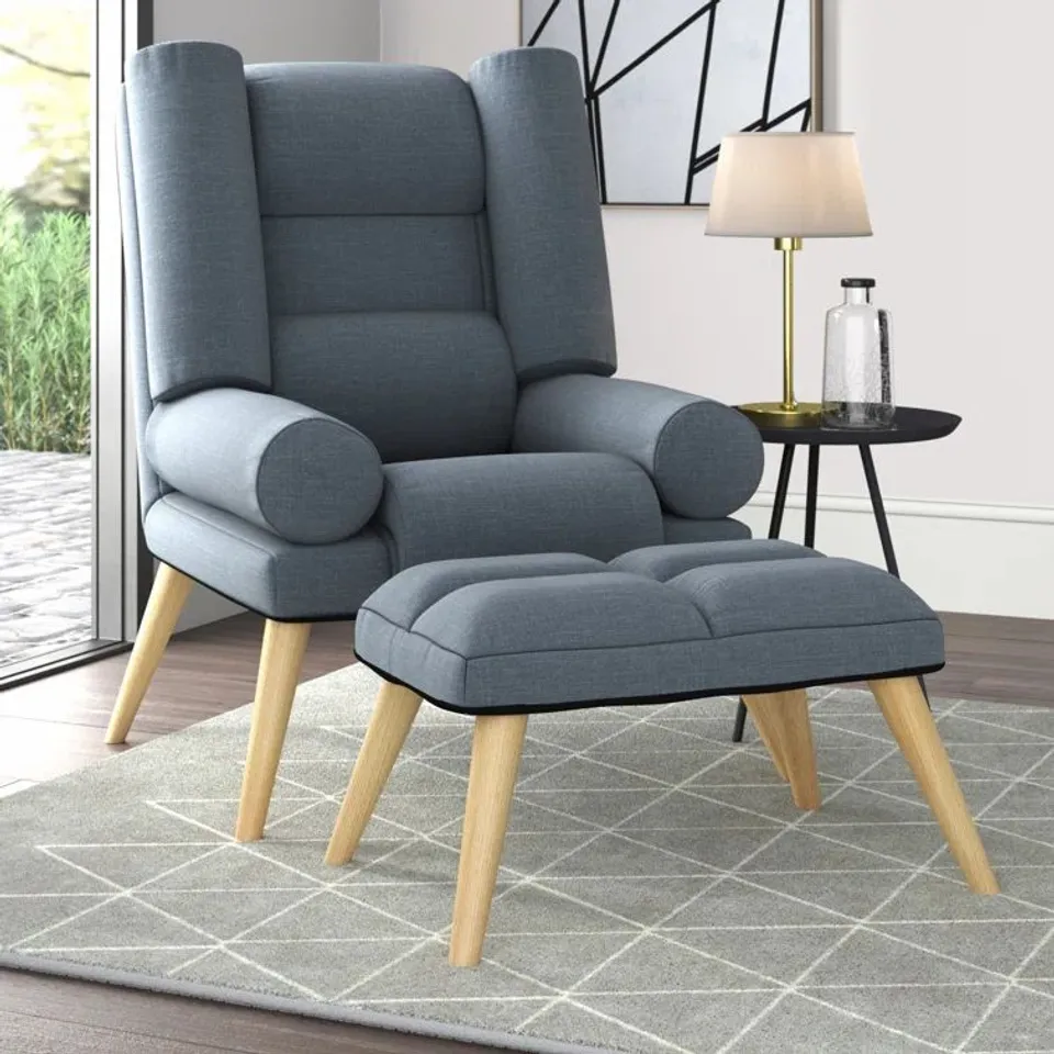 BOXED ODIN LOUNGE CHAIR AND FOOTSTOOL (2 BOXES)