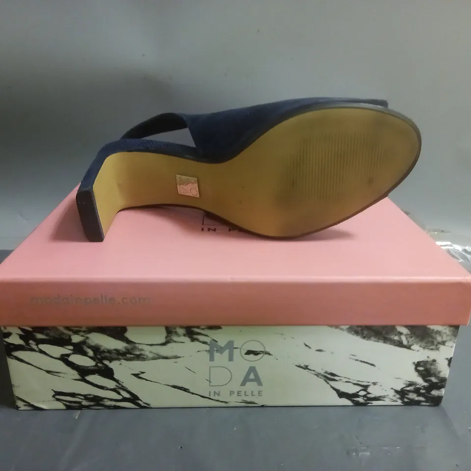 MODA IN PELLE CHRISSI SUEDE PEEP TOE SLINGBACK SANDALS NAVY SIZE EU 39
