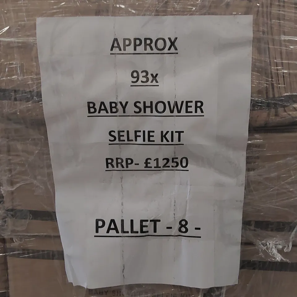 PALLET OF APPROXIMATELY 90x BOXED BABY SHOWER SELFIE KITS 