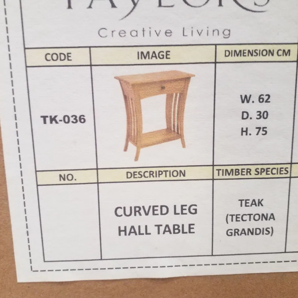BOXED TAYLORS CURVED LEG HALL TABLE 