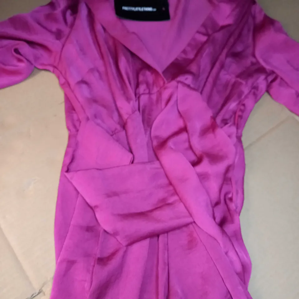 PRETTYLITTLETHING FUCHSIA SHIRT STYLE JUMPSUIT - SIZE 16