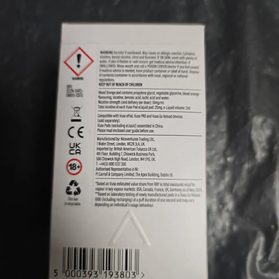 VUSE BLOOD ORANGE NICOTINE PODS – 5 X 2-PACKS (10 MG/ML)