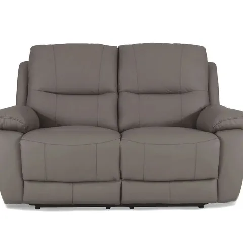 BOXED DESIGNER TIVOLI MANUAL RECLINING TWO SEATER SOFA LIGHT GREY LEATHER