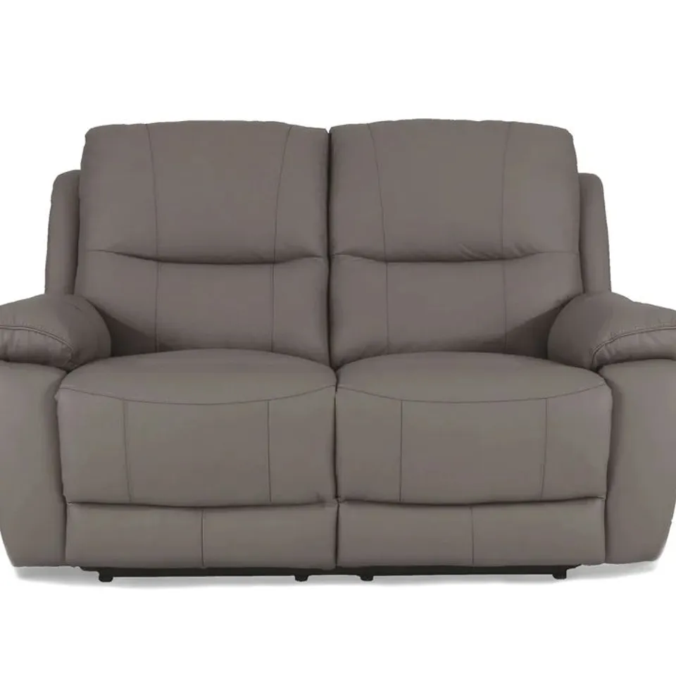 BOXED DESIGNER TIVOLI MANUAL RECLINING TWO SEATER SOFA LIGHT GREY LEATHER 
