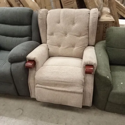 DESIGNER BEIGE FABRIC RECLINER CHAIR 