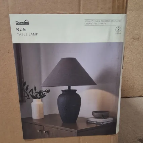 BOXED DUNELM RUE CERAMIC TABLE LAMP – BLACK