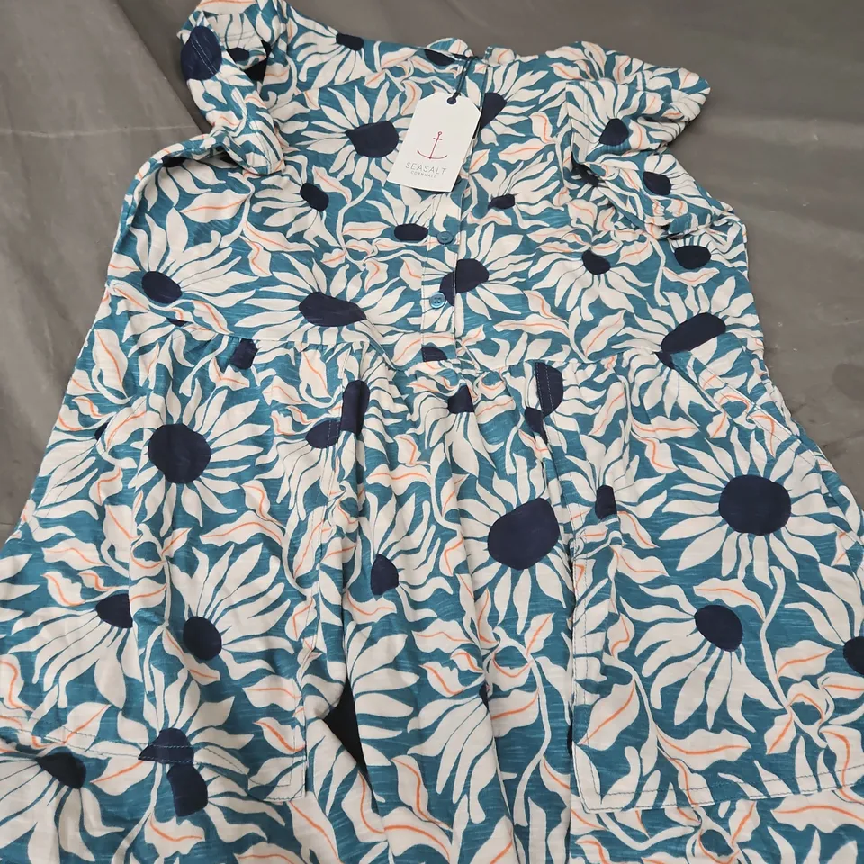 SEASALT MAINLAND DRESS – BOLD SUNFLOWER POSEIDON, ORGANIC COTTON, UK 12 (WOMEN'S)