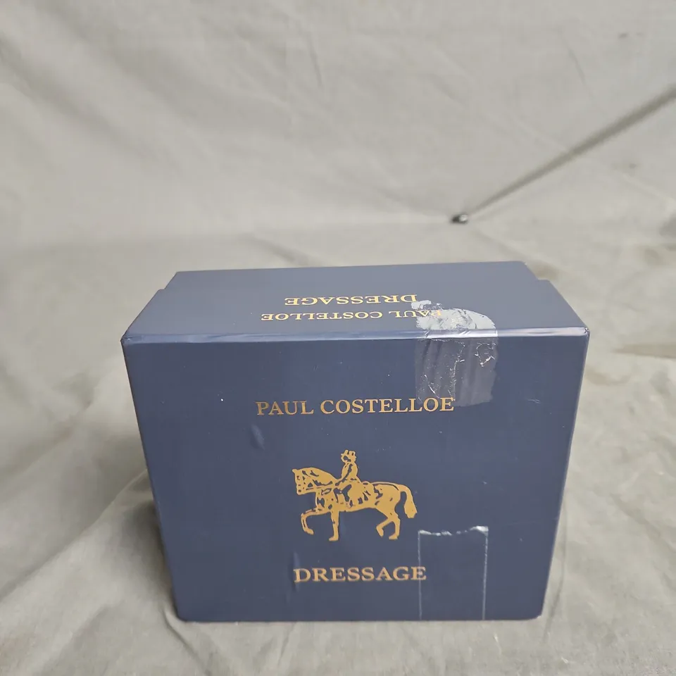 PAUL COSTELLOE DRESSAGE PURSE – CREAM CROCODILE-EMBOSSED LEATHER WITH GOLD-TONE BUCKLE