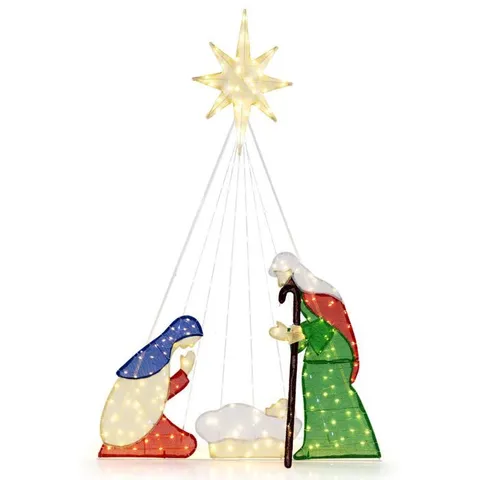 BOXED 6FT LIGHTED NATIVITY SCENE HOLY FAMILY SET CHRISTMAS DECORATION (1 BOX)