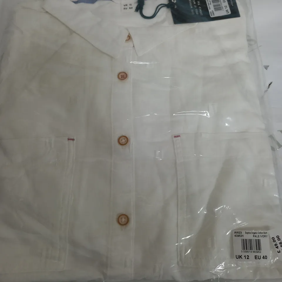 WHITE STUFF SOPHIE ORGANIC COTTON SHIRT IN PALE IVORY - UK 12