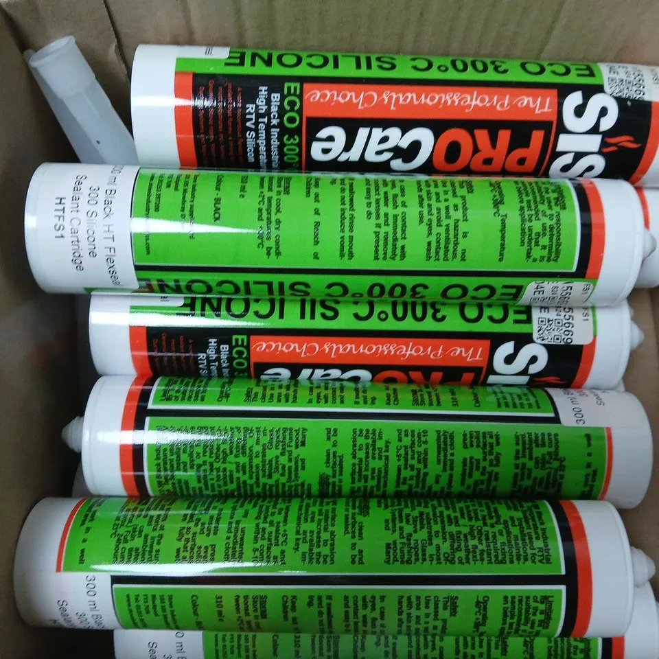 APPROXIMATELY 12 300ML BLACK HT FLEXSEAL 300 SILICONE SEALANT CARTRIDGES
