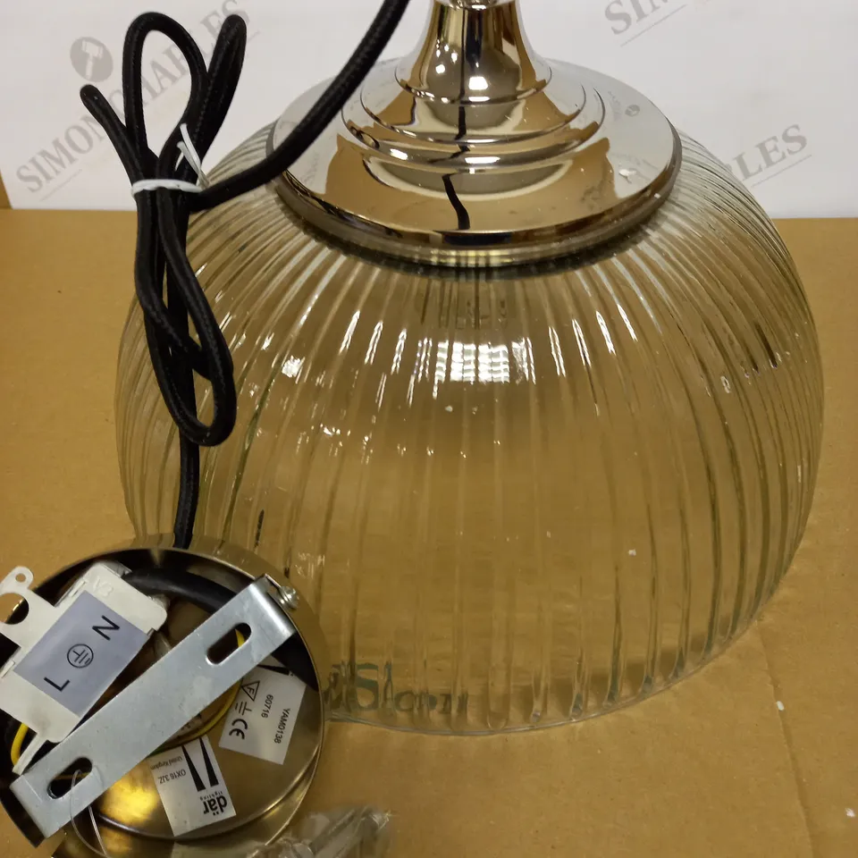 DAR LIGHTING YAMBOL PENDANT POLISHED NICKEL CLEAR GLASS LIGHT FIXTURE