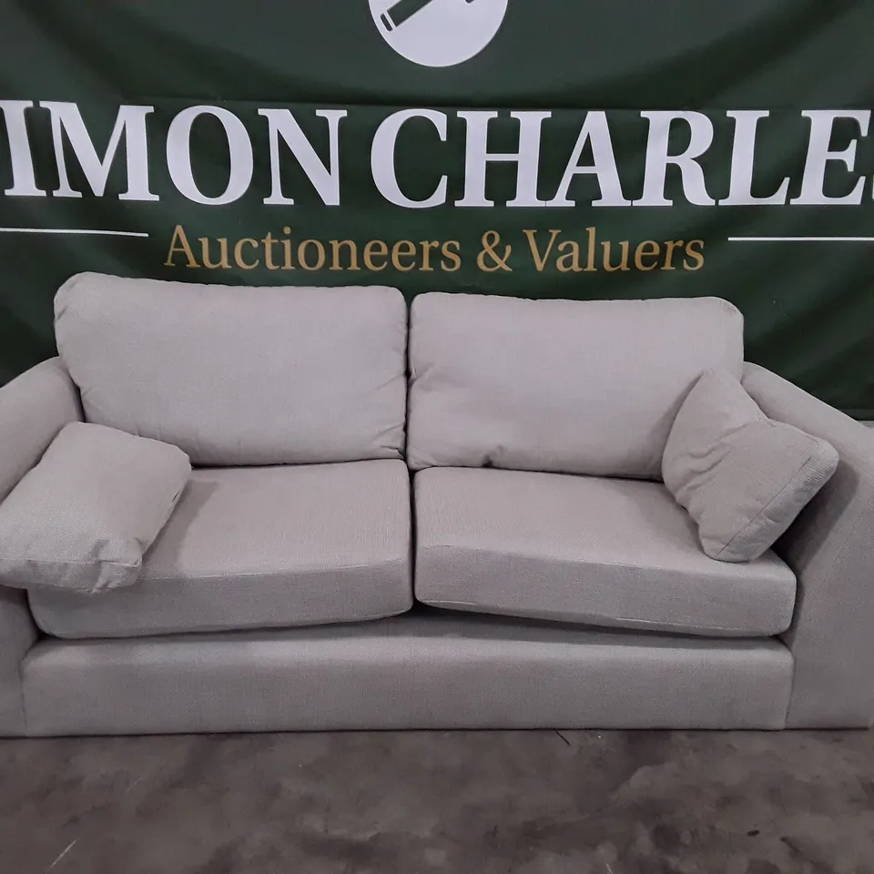 QUALITY DESIGNER MILES 3 SEATER SOFA - GREY FABRIC 