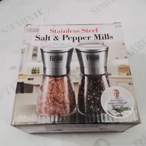 BRAND NEW STAINLESS STEEL SALT AND PEPPER MILLS