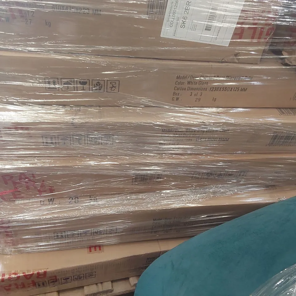 PALLET CONTAINING A VERY LARGE QUANTITY OF ASSORTED FURNITURE PARTS INCLUDING: CHEST/WARDROBE PARTS ECT