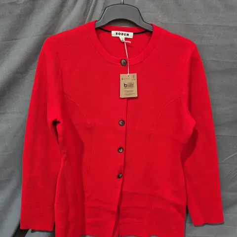BODEN RED CARDIGAN, BUTTON FRONT, KNIT – WOMEN’S - SIZE 14