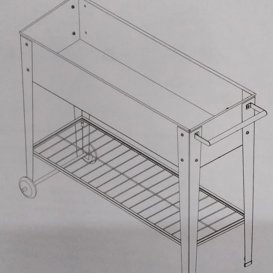 BOXED ANDERSON 104 X 39 CM METAL RAISED PLANTER CART 