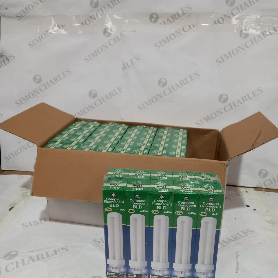 BOX OF APROX 50 X 18W 240V BRITISH ELECTRIC LAMPS 