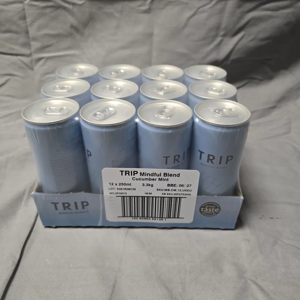 12 X TRIP MINDFUL BLEND DRINKS - CUCUMBER MINT - 12 X 250ML 