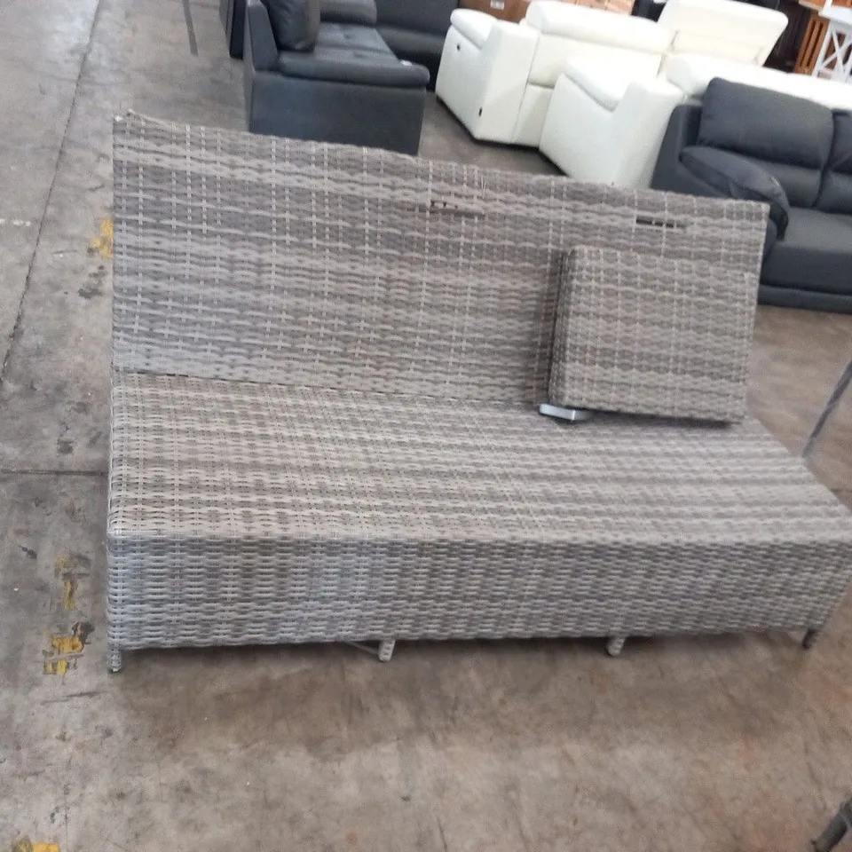 THREE ASSORTED RATTAN EFFECT SOFA SECTIONS