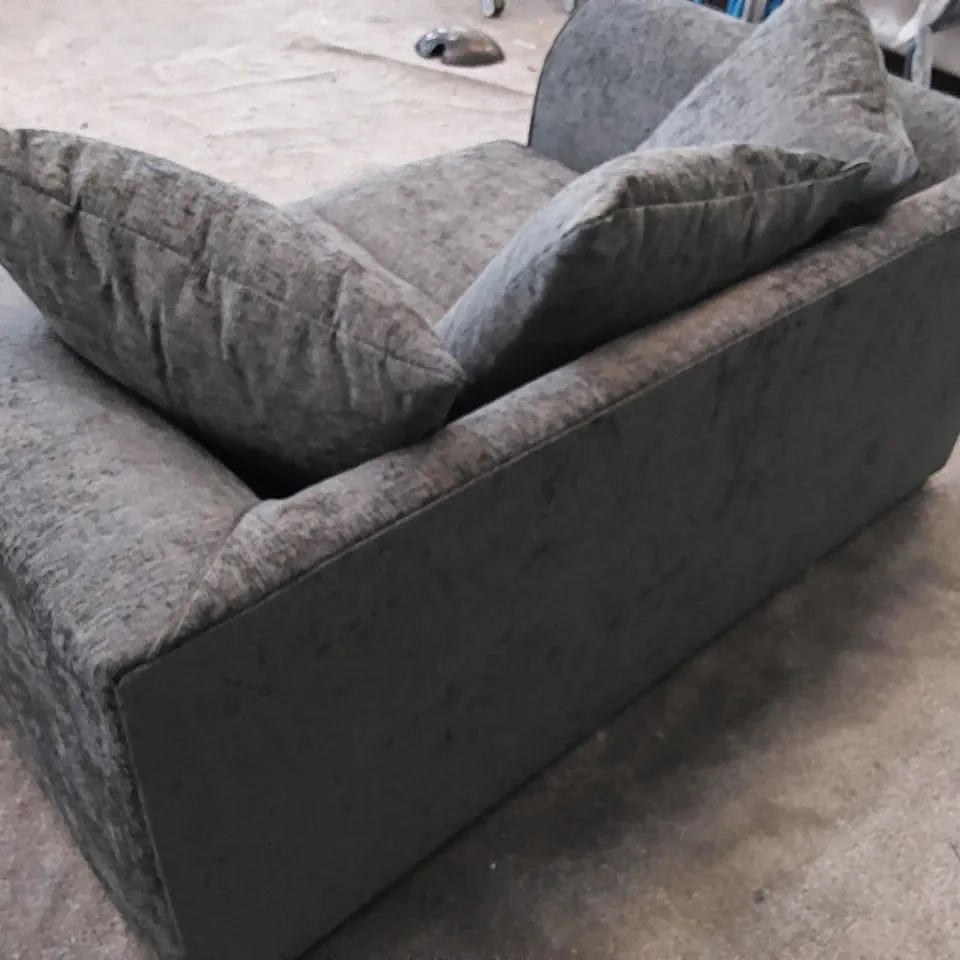 DESIGNER HOPFINGER 2-SEATER FABRIC UPHOLSTERED SOFA - CHARCOAL 